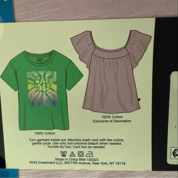 GAP Kids Girls 2 Pack T-shirts Green and Purple  Large 10/12 Green Orchid Bloom - Picture 3 of 5
